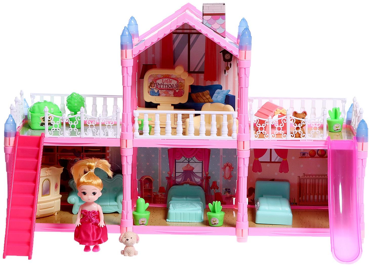 Дом для кукол «Сказочная жизнь на вилле» с куклой, питомцами и аксессуарами, светится в темноте