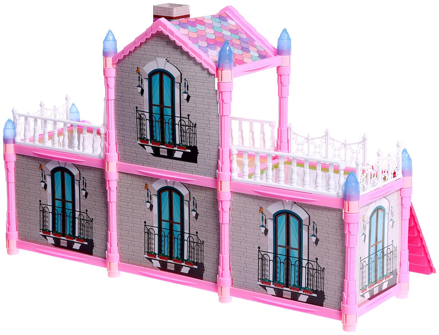 Дом для кукол «Сказочная жизнь на вилле» с куклой, питомцами и аксессуарами, светится в темноте