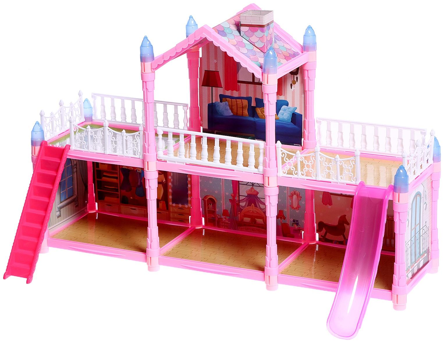 Дом для кукол «Сказочная жизнь на вилле» с куклой, питомцами и аксессуарами, светится в темноте
