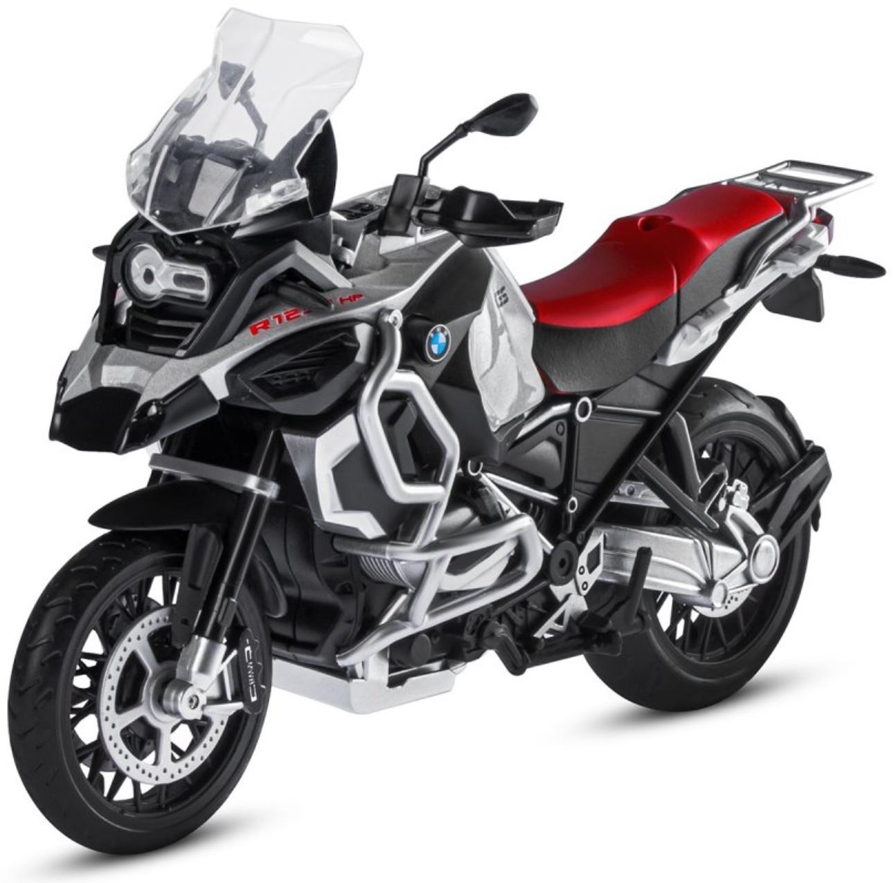 Мотоцикл металлический BMW R1250 GS Adventure 1:12, свободный ход колёс, серебристый