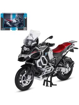 Мотоцикл металлический BMW R1250 GS Adventure 1:12, свободный ход колёс, серебристый