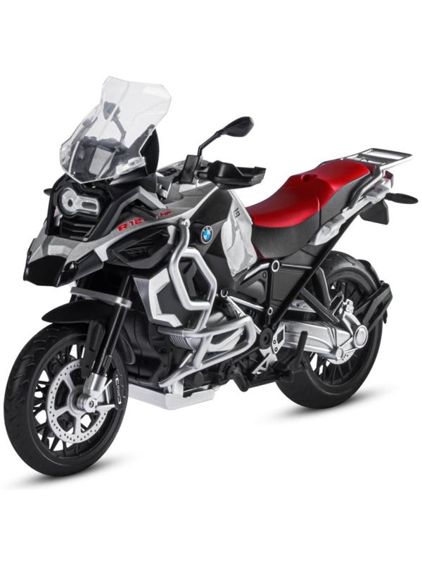 Мотоцикл металлический BMW R1250 GS Adventure 1:12, свободный ход колёс, серебристый