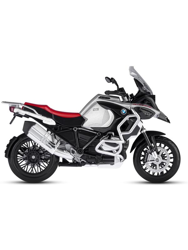 Мотоцикл металлический BMW R1250 GS Adventure 1:12, свободный ход колёс, серебристый