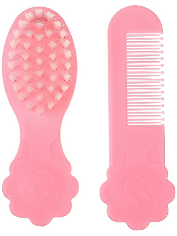 Набор для ухода за волосами: расческа и щетка «Цветочек»,  цвет розовый