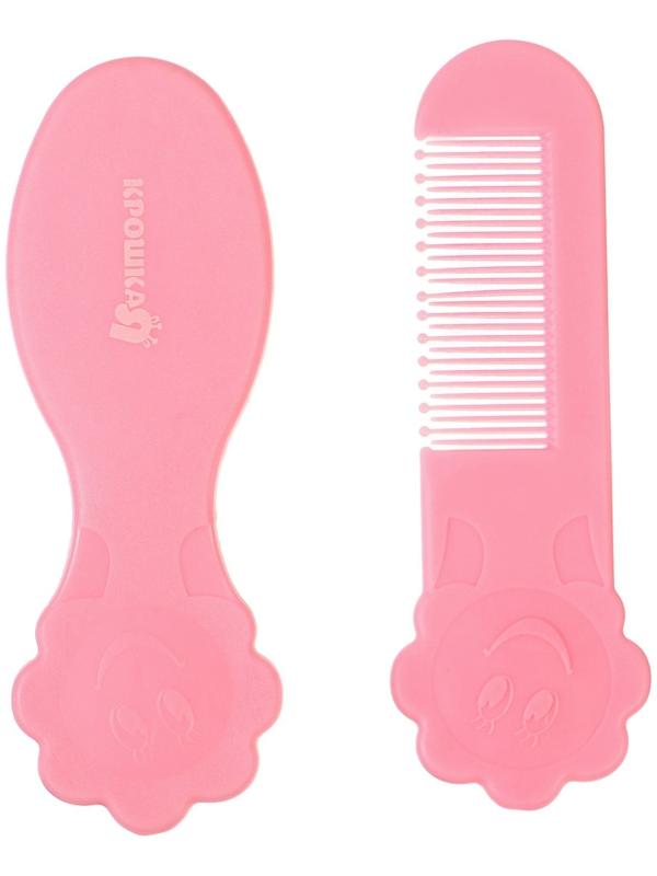Набор для ухода за волосами: расческа и щетка «Цветочек»,  цвет розовый
