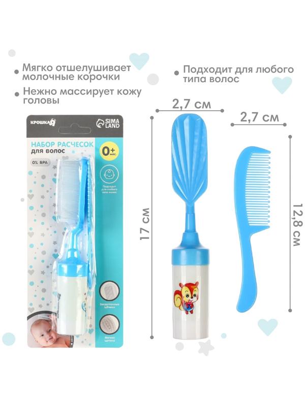 Набор расчесок 2шт «Малыш», цвет голубой, рисунок МИКС