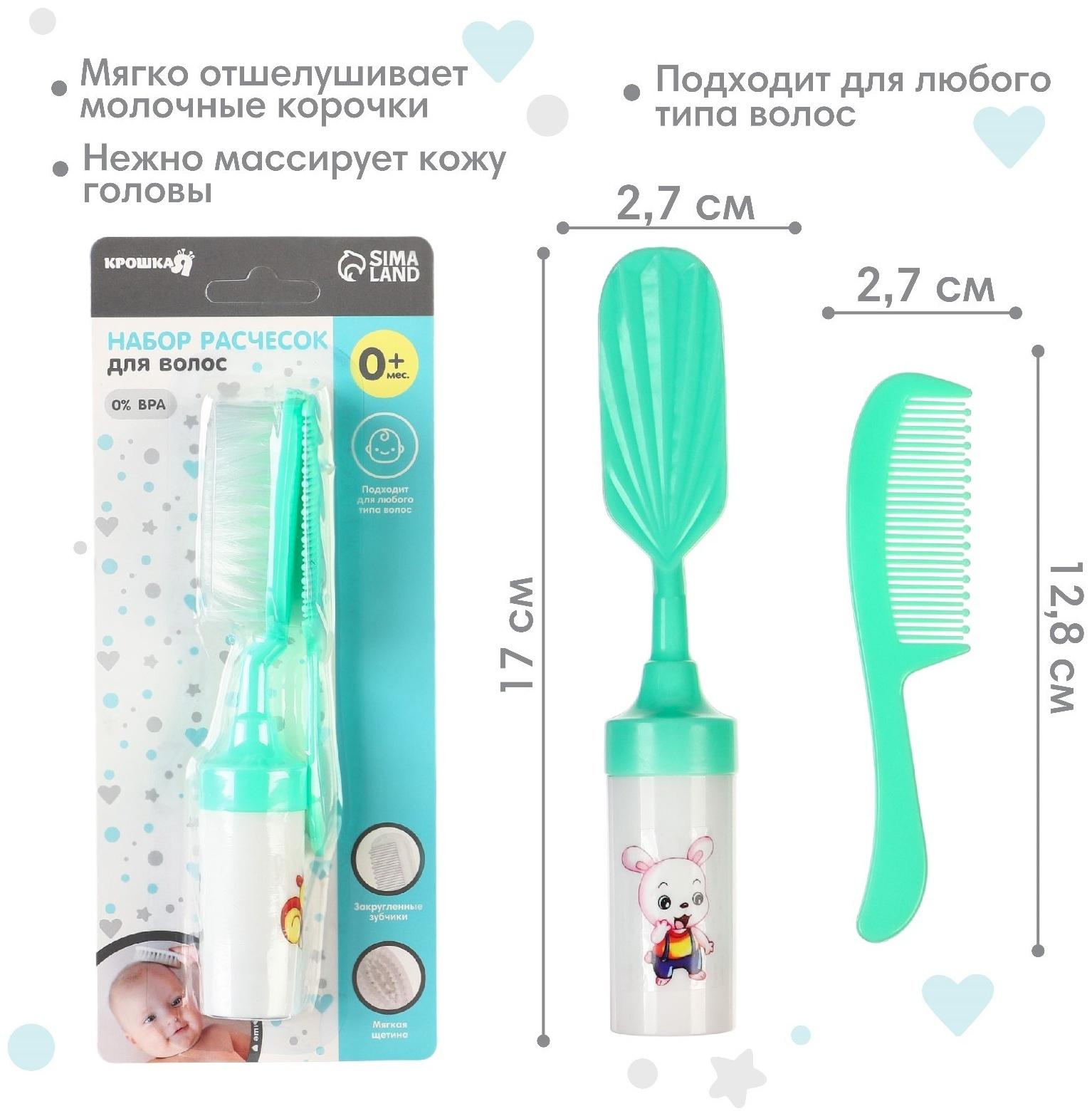 Набор расчесок 2шт «Малыш», цвет бирюзовый, рисунок МИКС