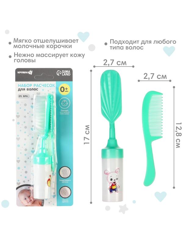 Набор расчесок 2шт «Малыш», цвет бирюзовый, рисунок МИКС