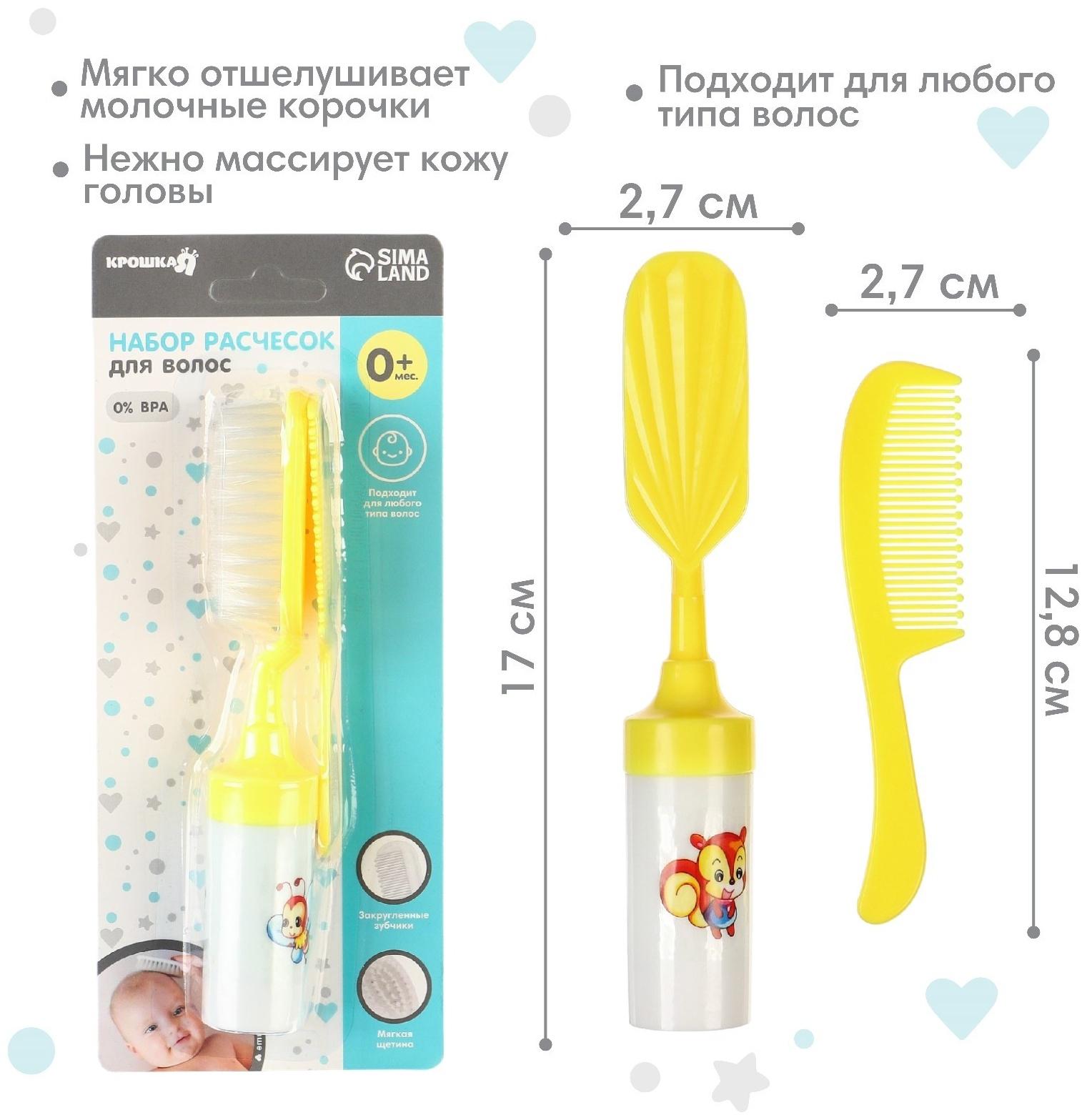 Набор расчесок 2шт «Малыш», цвет желтый, рисунок МИКС