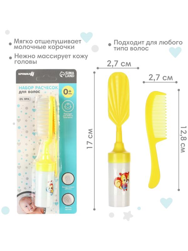 Набор расчесок 2шт «Малыш», цвет желтый, рисунок МИКС