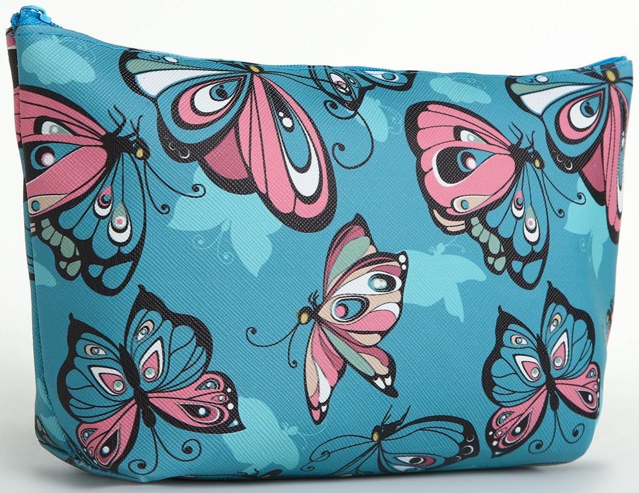 Косметичка на молнии, цвет голубой
