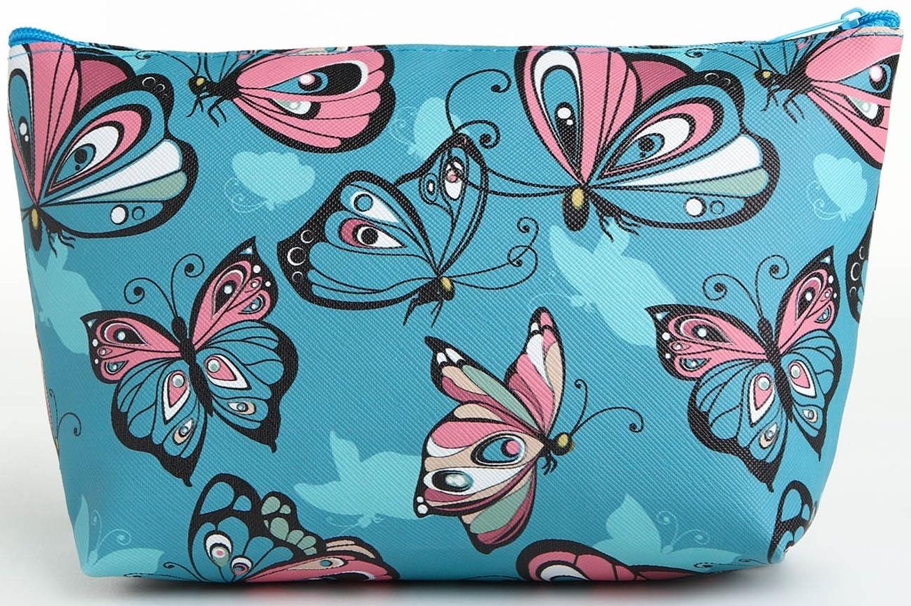 Косметичка на молнии, цвет голубой