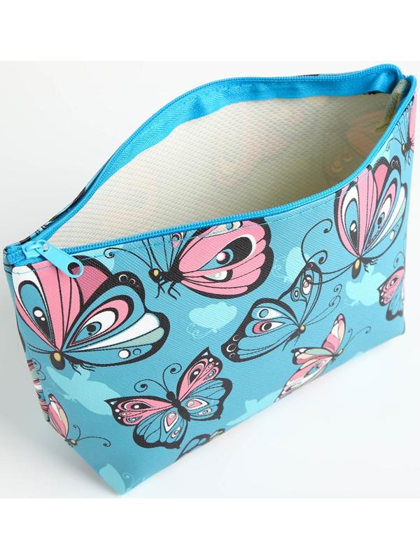 Косметичка на молнии, цвет голубой
