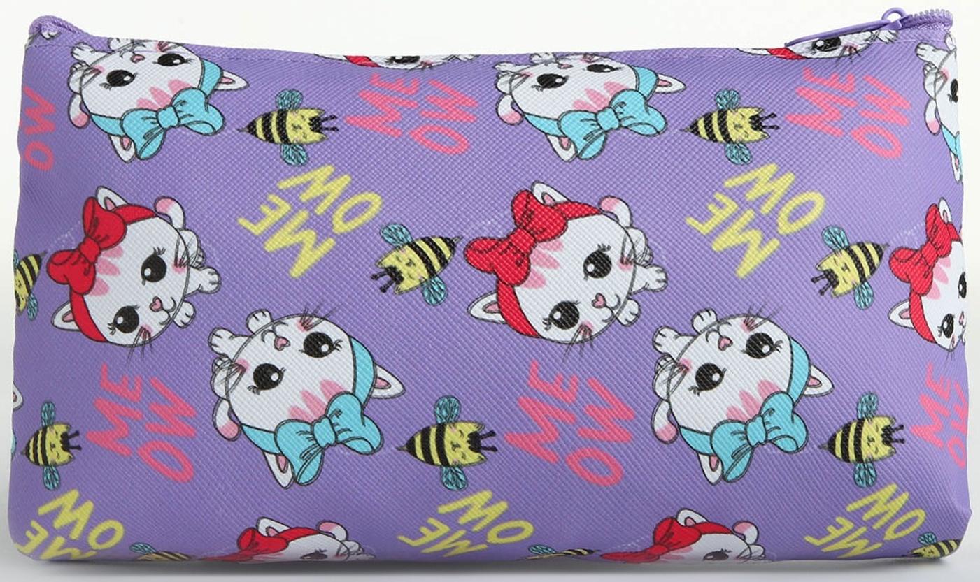 Косметичка на молнии, цвет сиреневый