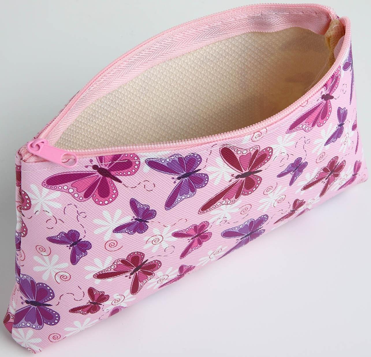 Косметичка на молнии, цвет розовый