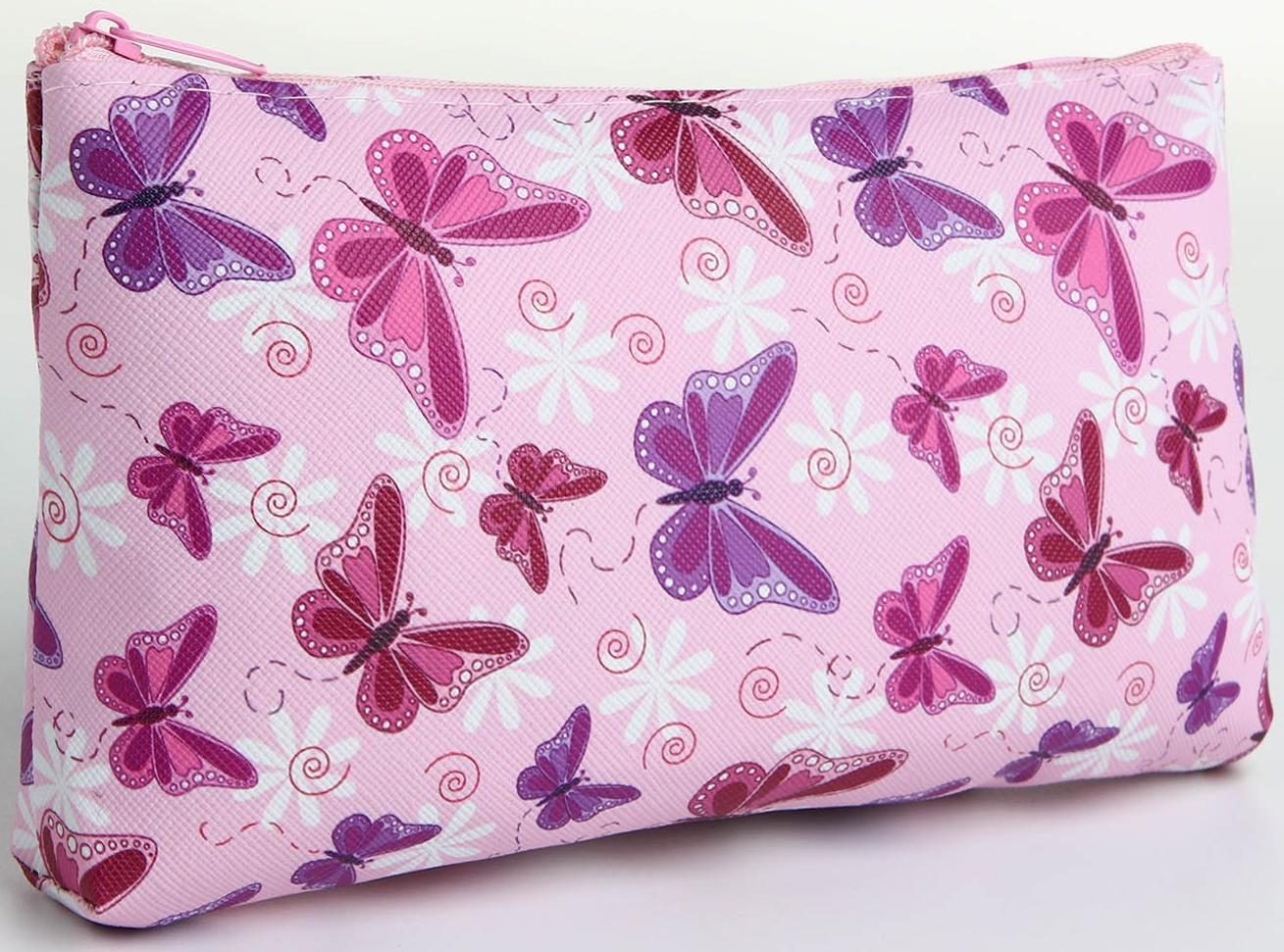 Косметичка на молнии, цвет розовый