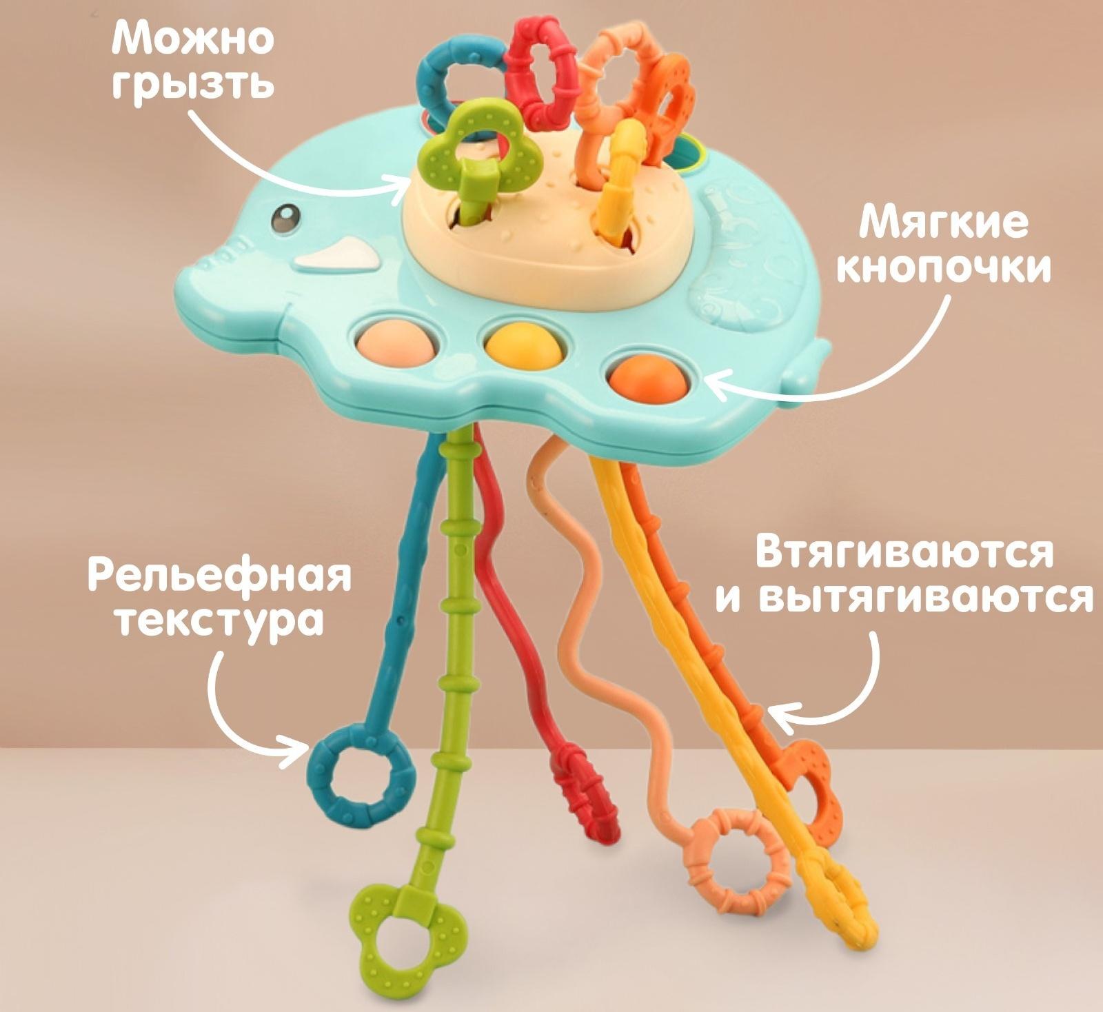 Сенсорная игрушка-тянучка для малышей «Слоник», грызунок, Монтессори, Крошка Я
