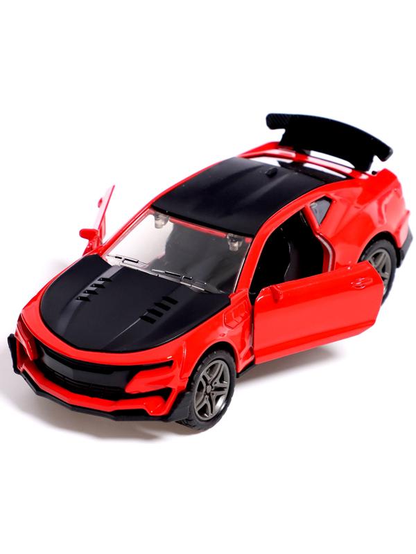 Машина металлическая «Гонка», инерция, 1:32, открываются двери, световые и звуковые эффекты, цвет красный