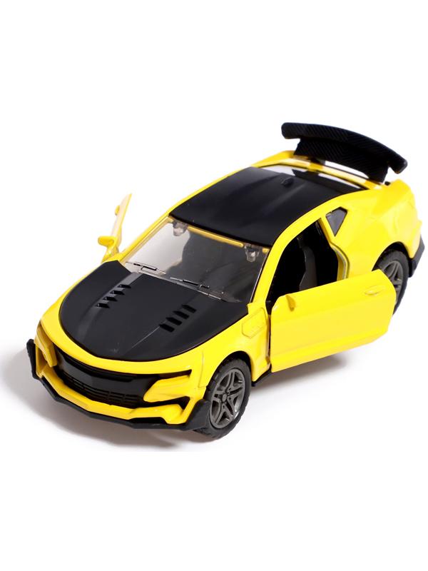 Машина металлическая «Гонка», инерция, 1:32, открываются двери, световые и звуковые эффекты, цвет желтый