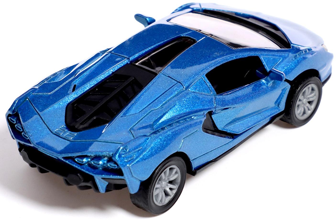 Машина металлическая «Спорт», инерция, 1:32, открываются двери, световые и звуковые эффекты, цвет синий