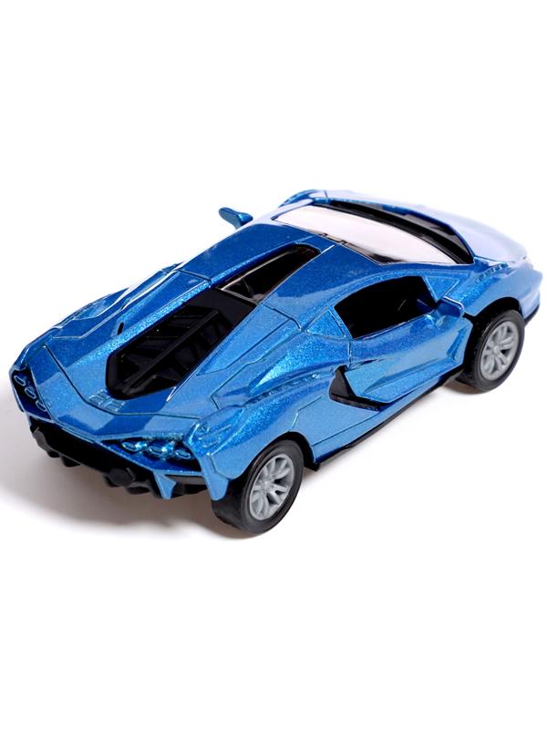 Машина металлическая «Спорт», инерция, 1:32, открываются двери, световые и звуковые эффекты, цвет синий