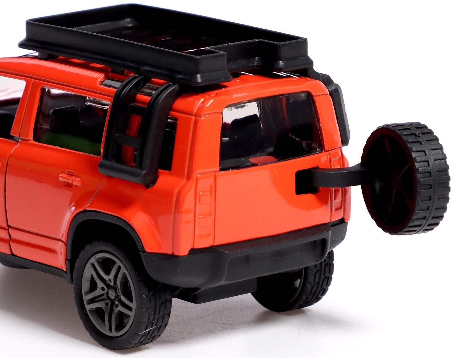 Машина металлическая «Ровер», инерция, 1:32, открываются двери, световые и звуковые эффекты, цвет оранжевый