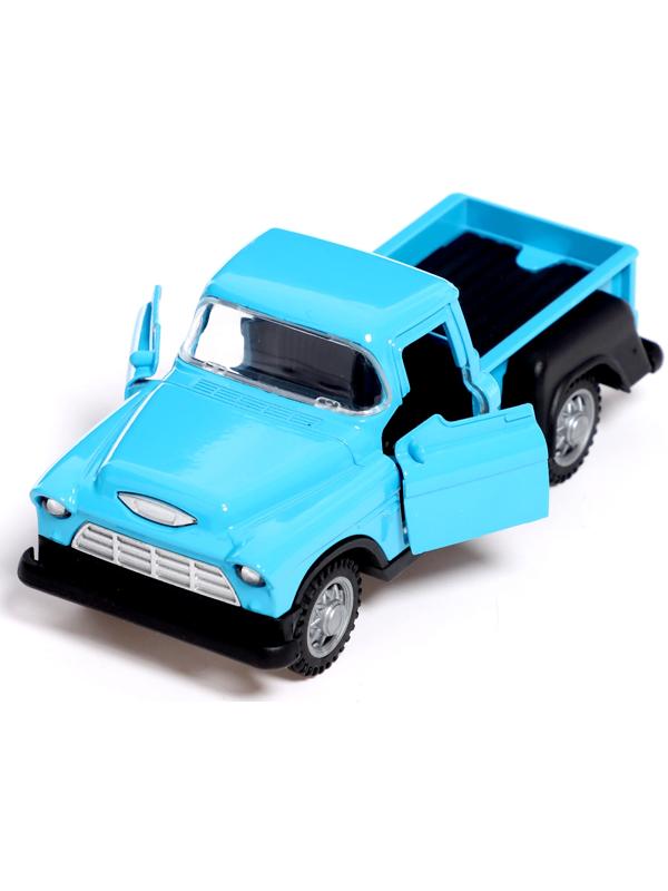 Машина металлическая «Пикап», инерция, 1:32, открываются двери, световые и звуковые эффекты, цвет синий