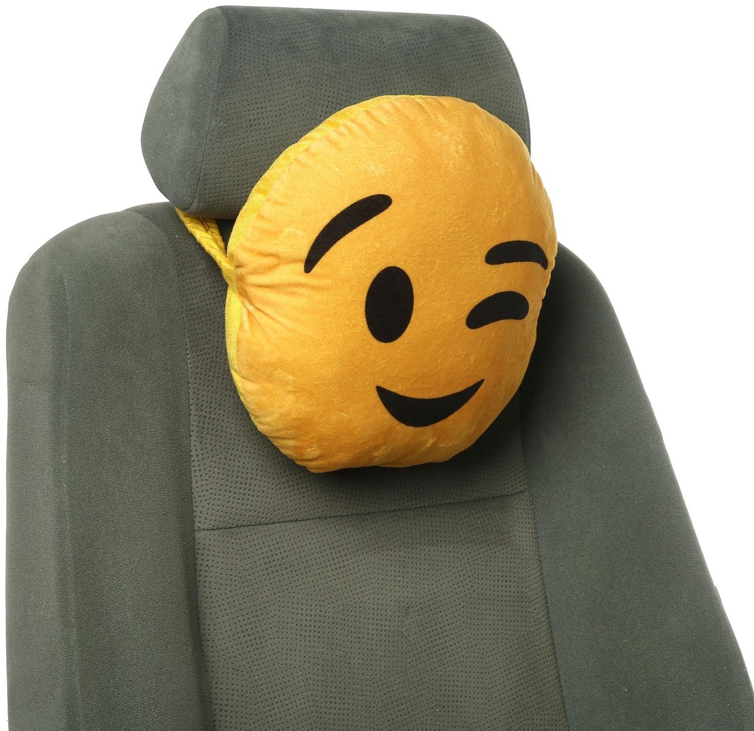Подушка на подголовник МАТЕХ SMILE LINE, Подмигивание, 30 х 30 х 10 см, желтый