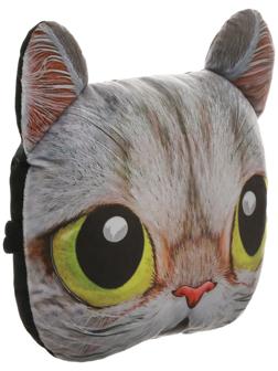 Подушка на подголовник МАТЕХ ANIMALS LINE, Кот, Желтые глаза, 30 х 25 х 10 см, серый