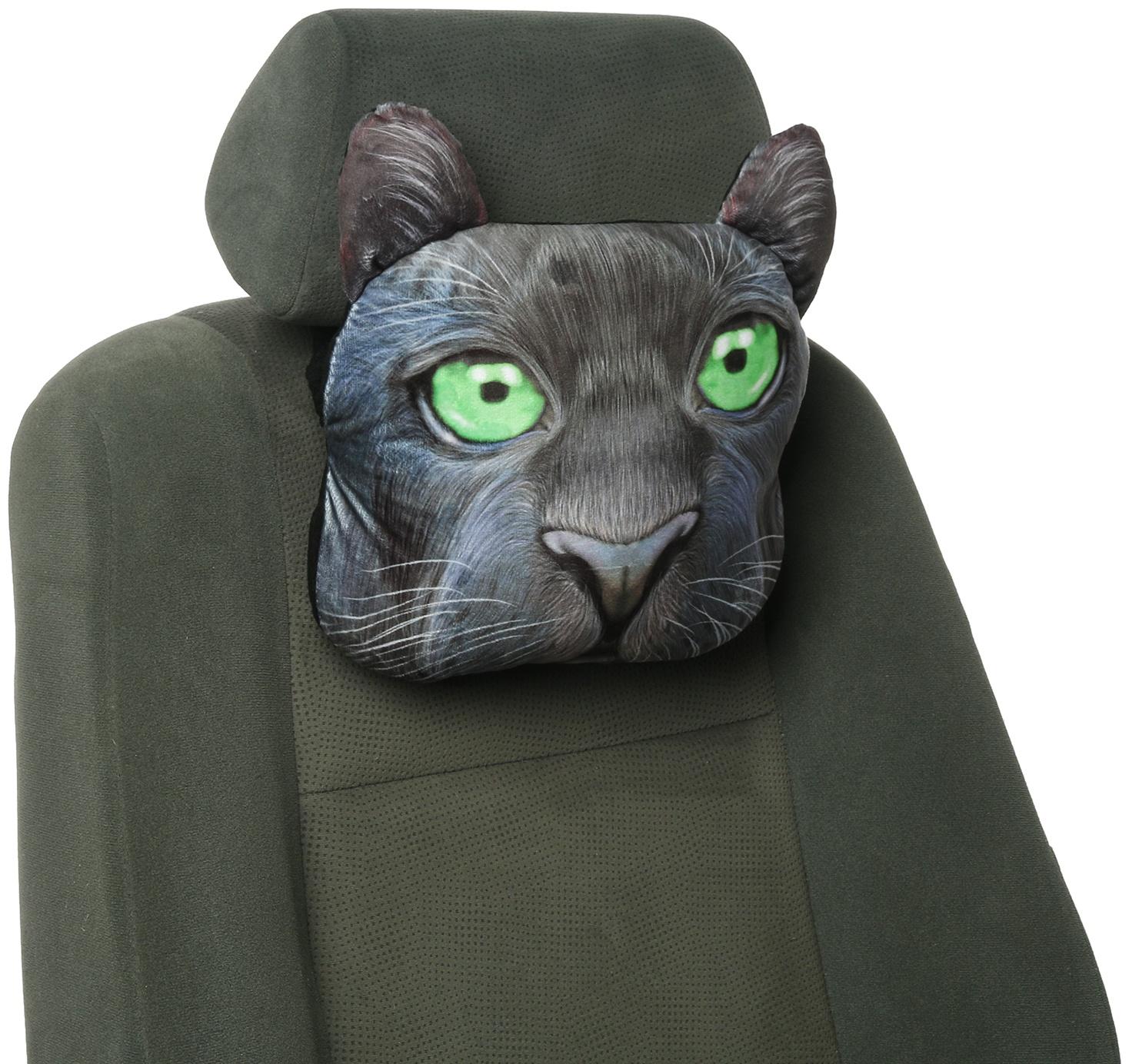 Подушка на подголовник МАТЕХ ANIMALS LINE, Пантера, 30 х 25 х 10 см, черный, зеленый