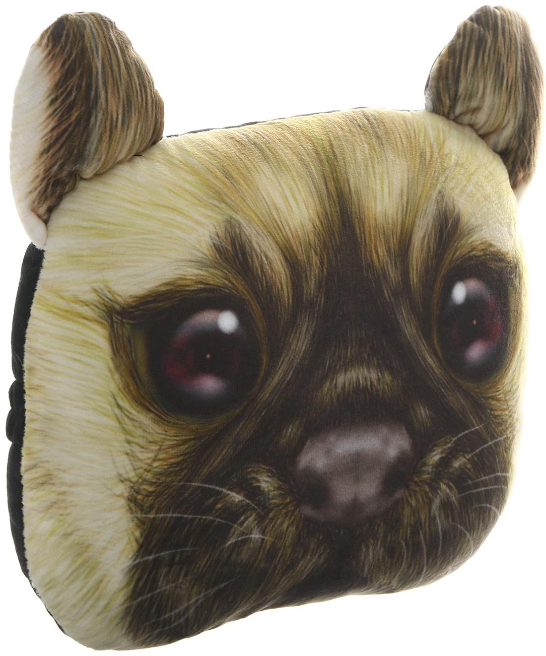 Подушка на подголовник МАТЕХ ANIMALS LINE, Мопс, 30 х 25 х 10 см, коричневый, бежевый