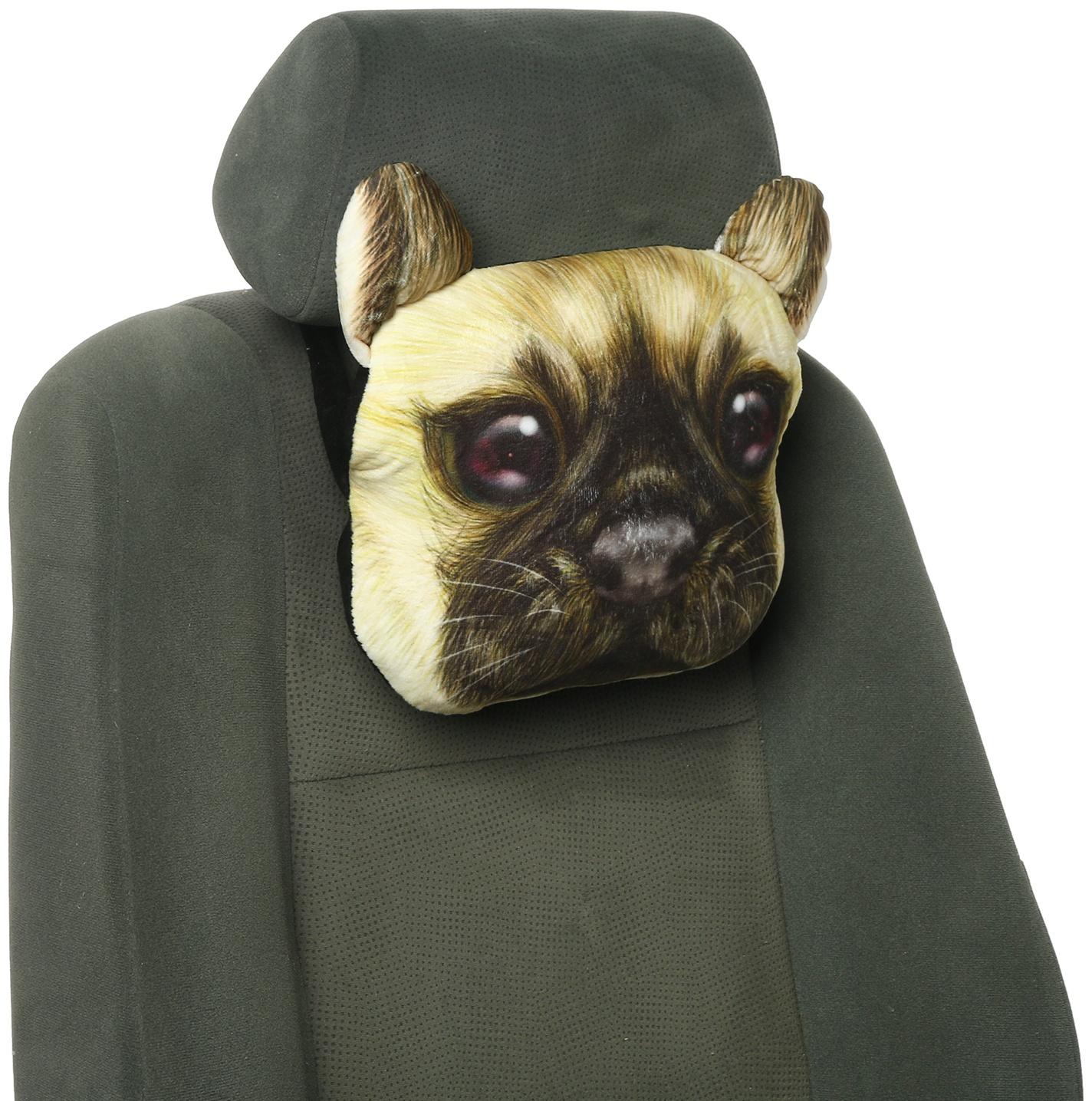 Подушка на подголовник МАТЕХ ANIMALS LINE, Мопс, 30 х 25 х 10 см, коричневый, бежевый