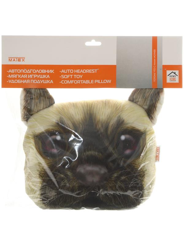 Подушка на подголовник МАТЕХ ANIMALS LINE, Мопс, 30 х 25 х 10 см, коричневый, бежевый