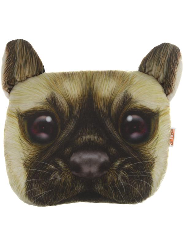 Подушка на подголовник МАТЕХ ANIMALS LINE, Мопс, 30 х 25 х 10 см, коричневый, бежевый