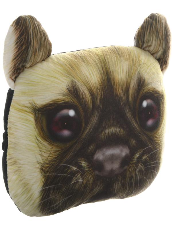 Подушка на подголовник МАТЕХ ANIMALS LINE, Мопс, 30 х 25 х 10 см, коричневый, бежевый