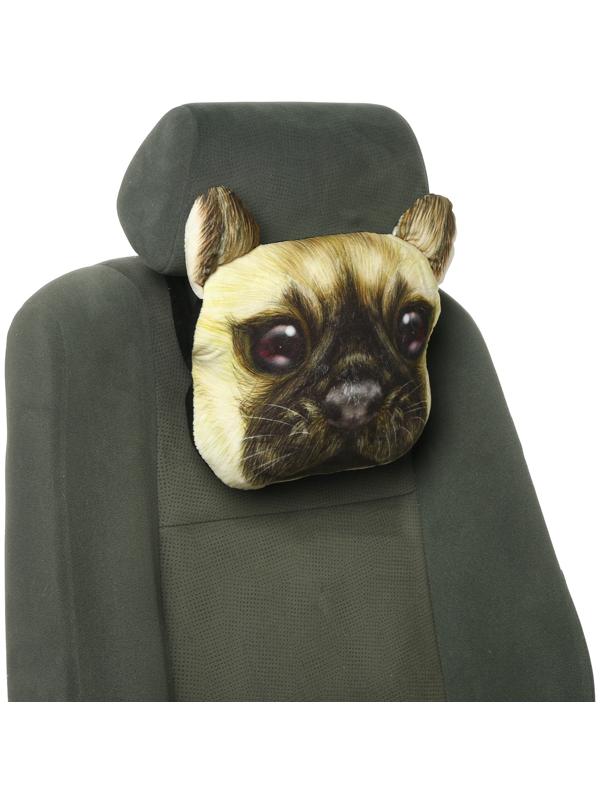 Подушка на подголовник МАТЕХ ANIMALS LINE, Мопс, 30 х 25 х 10 см, коричневый, бежевый