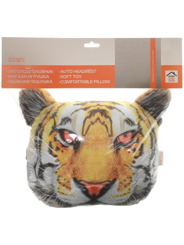 Подушка на подголовник МАТЕХ ANIMALS LINE, Тигр, 30 х 25 х 10 см, оранжевый, черный