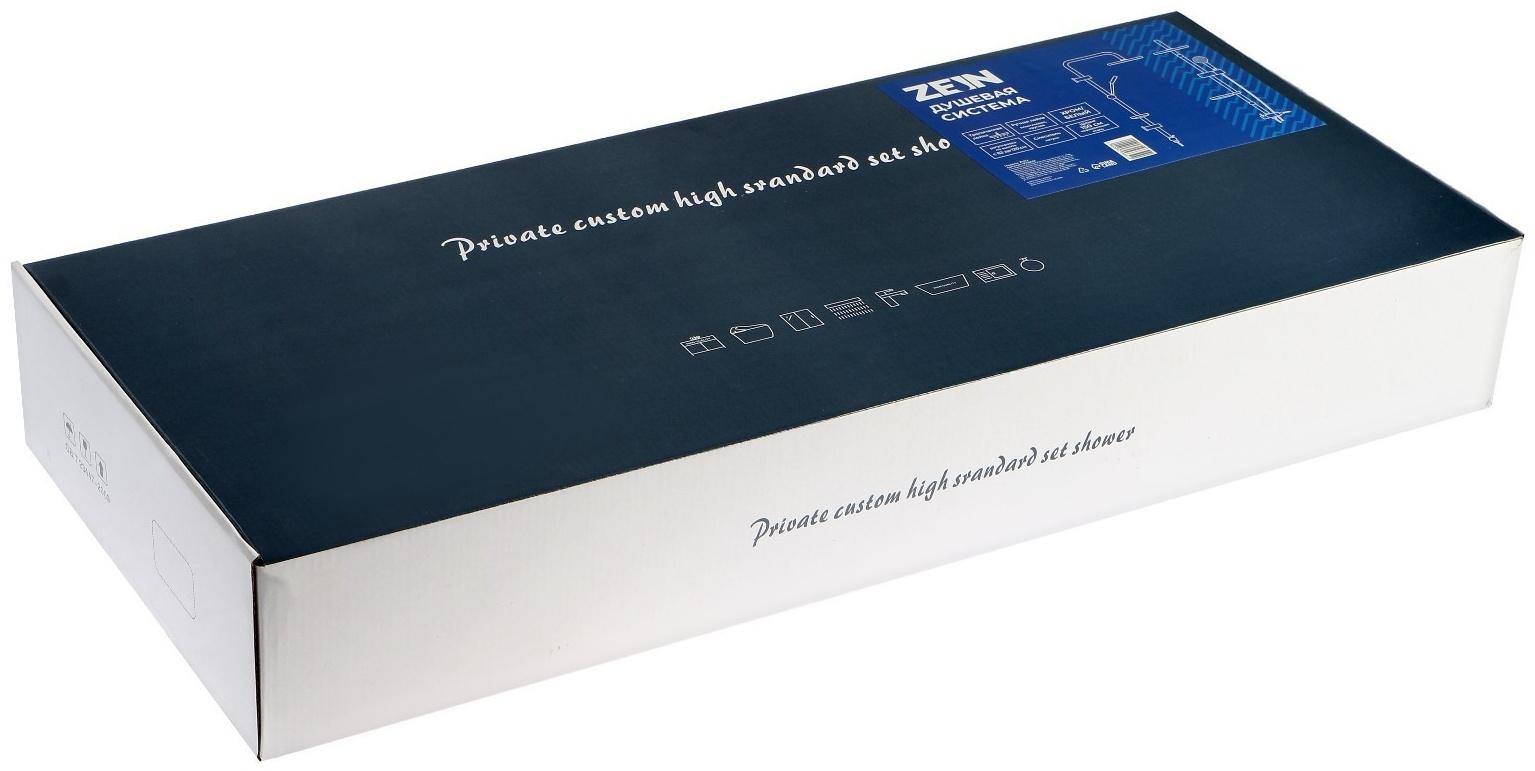 Душевая система ZEIN Z1012, смеситель, тропическая и ручная лейка, латунь, белый/хром