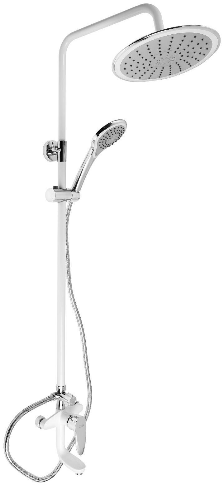 Душевая система ZEIN Z1012, смеситель, тропическая и ручная лейка, латунь, белый/хром