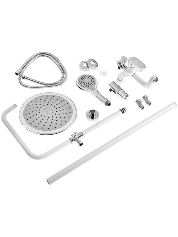 Душевая система ZEIN Z1012, смеситель, тропическая и ручная лейка, латунь, белый/хром