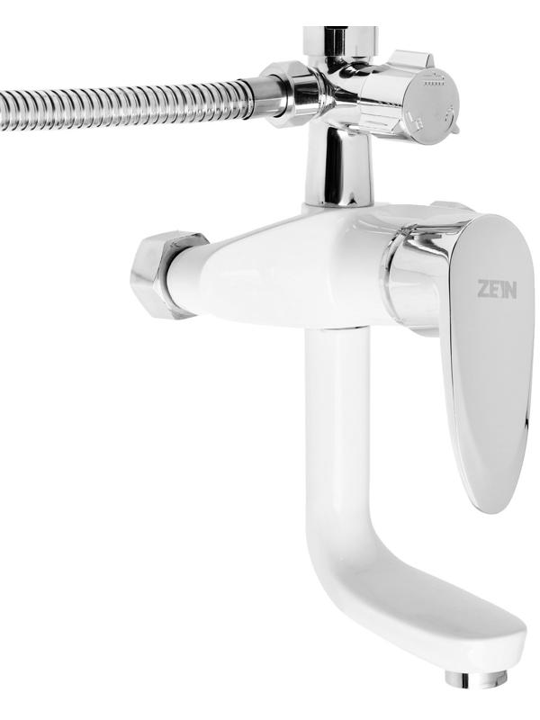 Душевая система ZEIN Z1012, смеситель, тропическая и ручная лейка, латунь, белый/хром