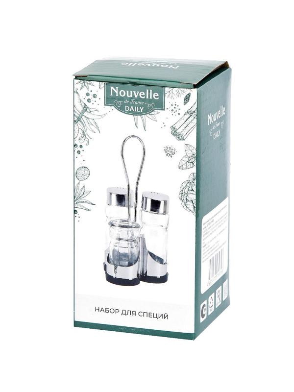 Набор для специй солонка,перечница,баночка дл.зубочист на подставке 0190238