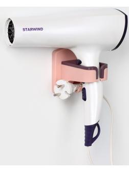 Держатель для фена, 9×9×10 см, цвет розовый