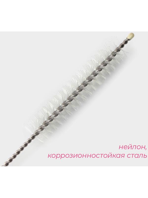 Трубочки силиконовые для напитков Доляна, 6 трубочек (d=1 см, h=21,5 см), ёршик