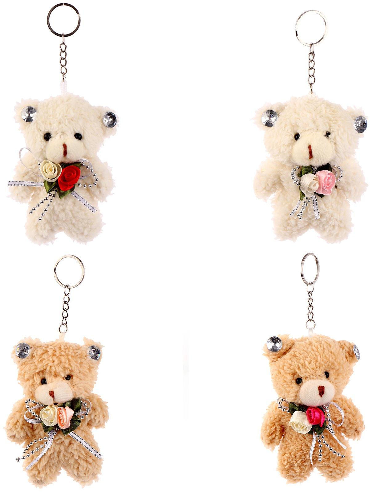 Мягкая игрушка «Мишутка с цветами» на брелоке, 11 см, цвет МИКС