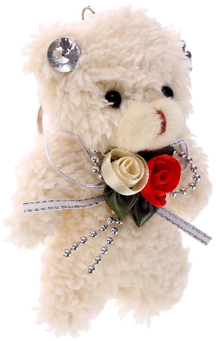 Мягкая игрушка «Мишутка с цветами» на брелоке, 11 см, цвет МИКС