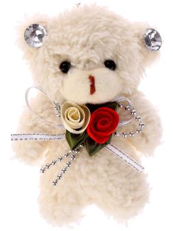 Мягкая игрушка «Мишутка с цветами» на брелоке, 11 см, цвет МИКС