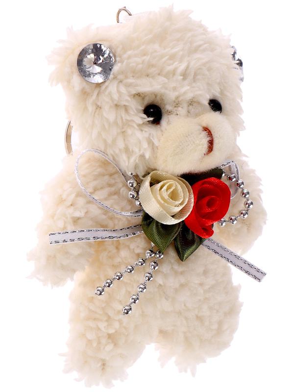 Мягкая игрушка «Мишутка с цветами» на брелоке, 11 см, цвет МИКС