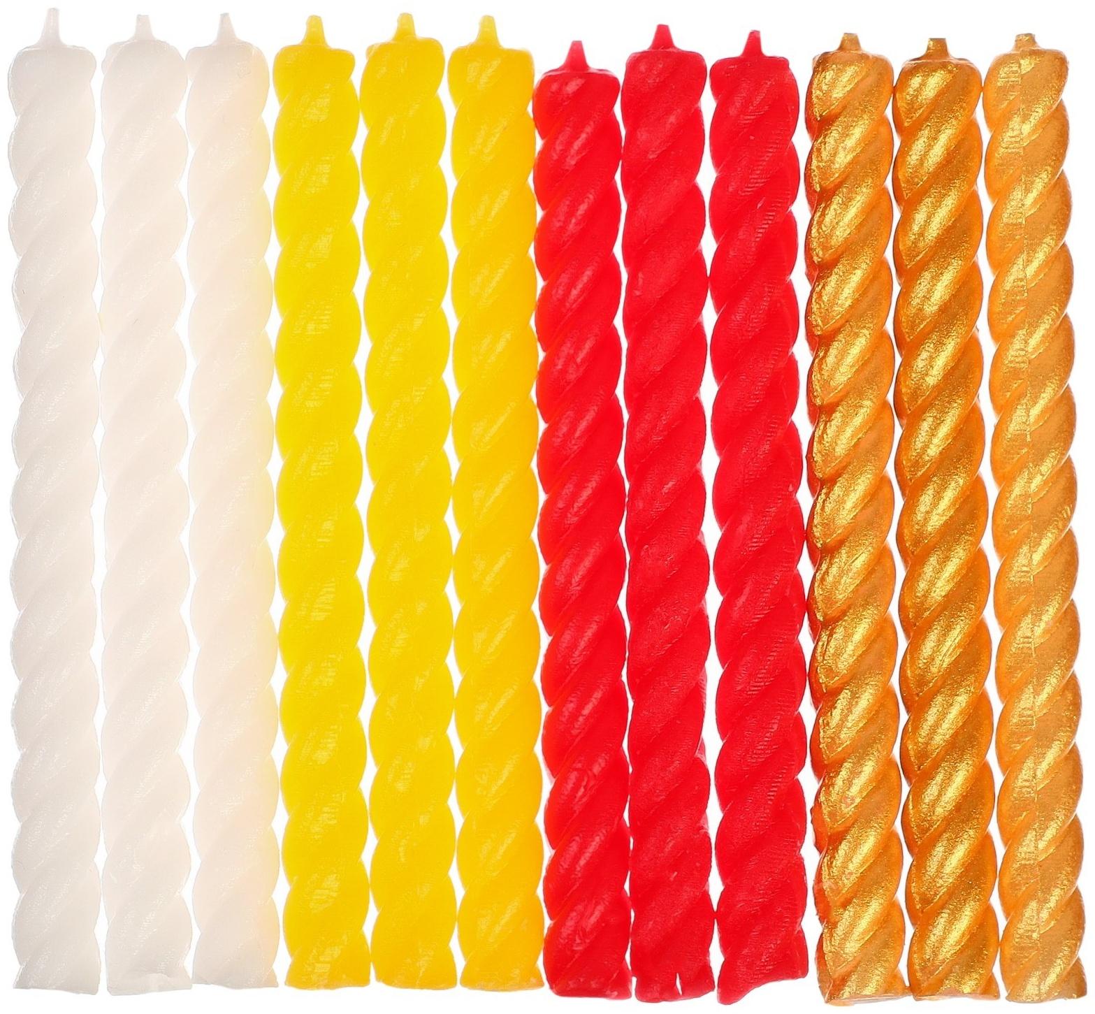 Набор витых свечей в торт, 12 штук 