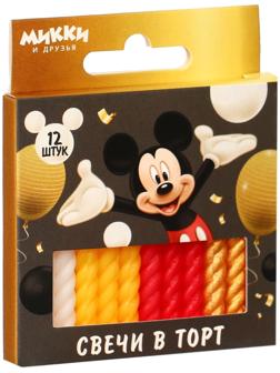 Набор витых свечей в торт, 12 штук 